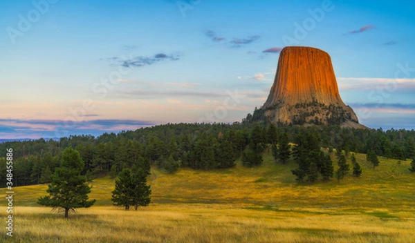 Obraz beautiful devil tower at sunset wyoming,usa.