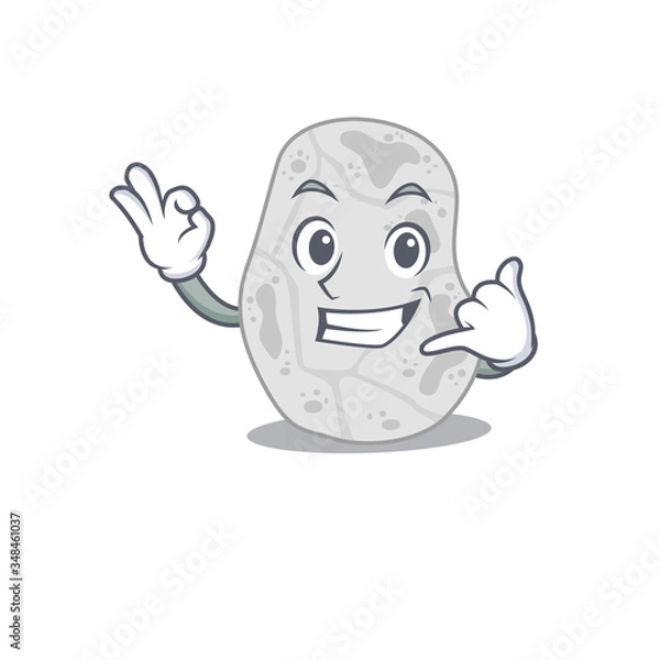 Fototapeta Caricature design of white planctomycetes showing call me funny gesture