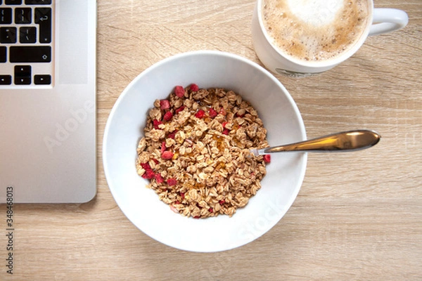 Obraz Working from home breakfast time.