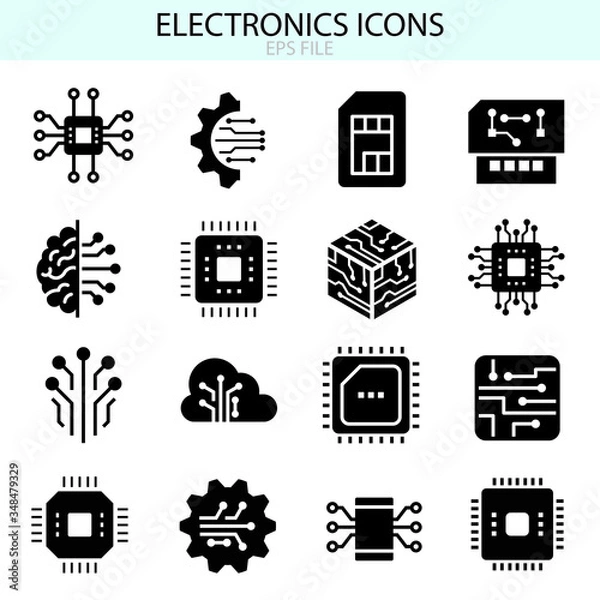 Fototapeta Electronics icons set. EPS vector file