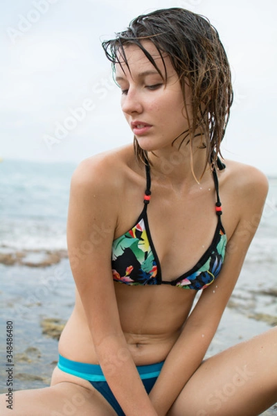 Obraz chica playa bañador