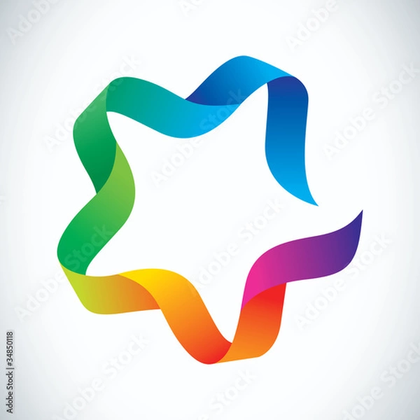 Fototapeta Colorful ribbon star