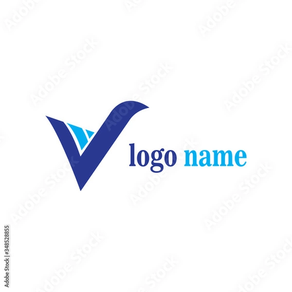 Fototapeta letter V creative logo for companies, color vector design.