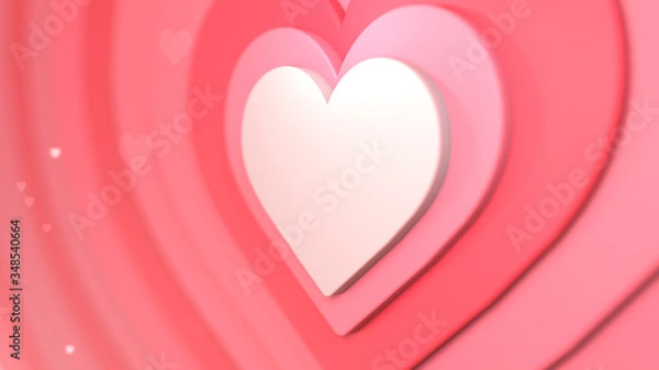 Fototapeta White Heart Shape on a red / pink background with multiple hearts