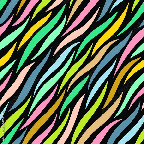 Obraz colorful curves pattern on black background