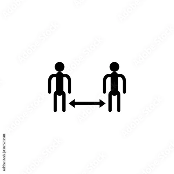 Fototapeta social distancing icon in black solid flat design icon isolated on white background
