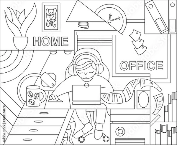 Obraz Home office and freelance job