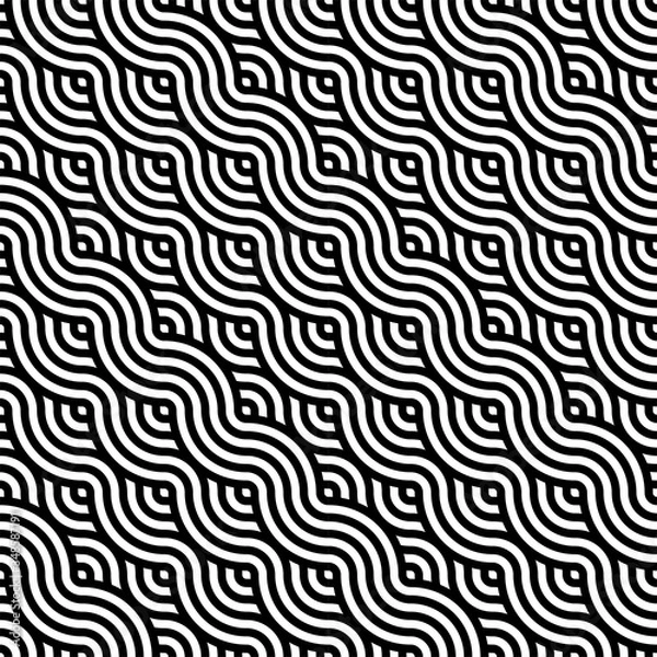 Fototapeta Black and white circle pattern for background