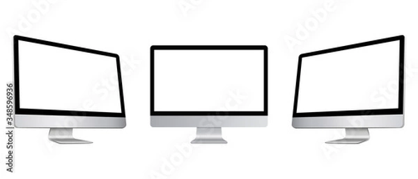 Obraz Set Realistic Computer Monoblock Monitor Display Isolated on a white background. Vector EPS 10