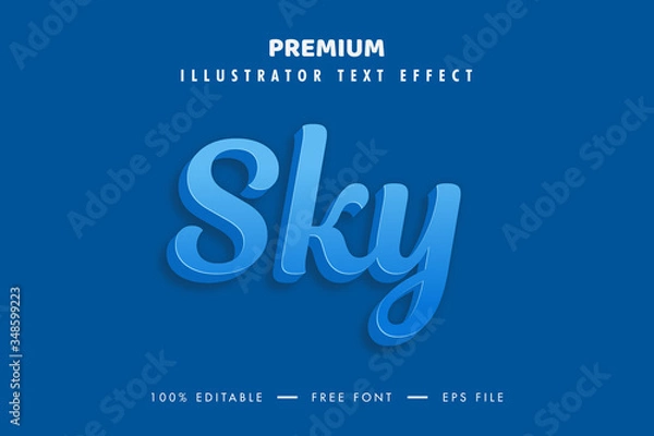 Fototapeta Sky 3d Text Effect and Editable Text Style.