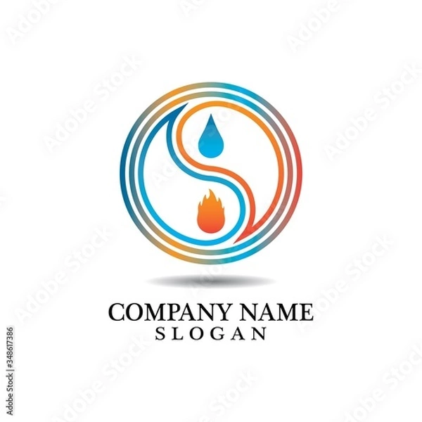 Fototapeta Yin Yang of Fire and Water Logo Template Design vector