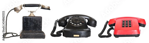 Obraz Three vintage phones isolated