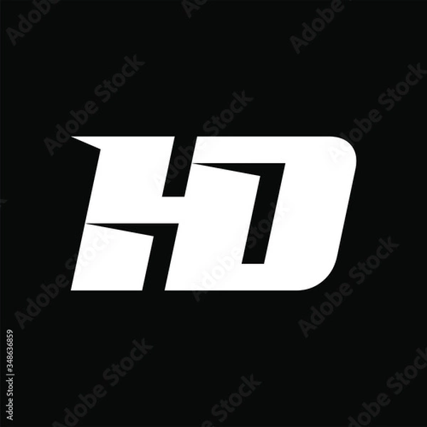 Fototapeta Initial letter HD logo template with sporty simple cut  font illustration in flat design monogram symbol