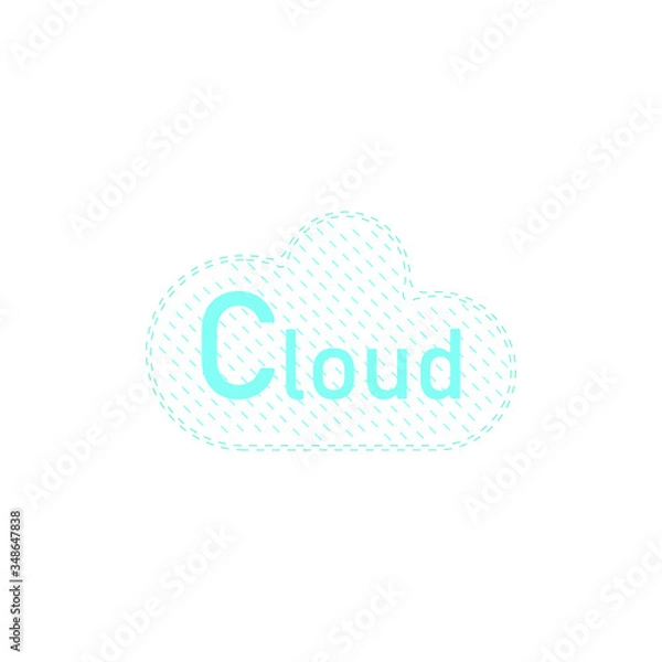 Obraz Blue cloud abstract icon, on the white background.