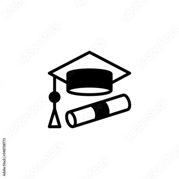 Fototapeta University vector icon in black solid flat design icon isolated on white background