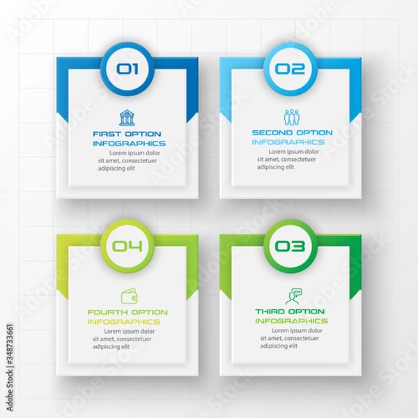 Obraz Business infographics template 4 steps with square,Element for design invitations,Vector illustration.