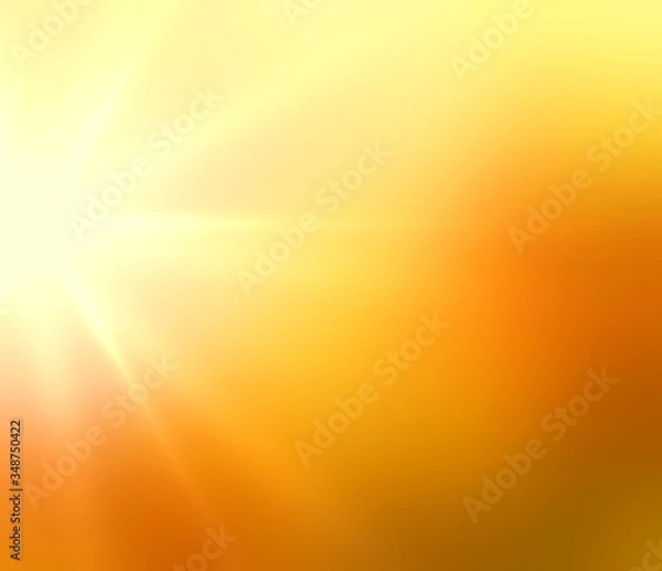 Obraz Sun light on yellow hot empty background. Natural blurred texture. Summer or autumn abstract illustration. 