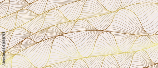 Obraz Luxury golden wallpaper. Line arts background, Art Deco Pattern, Vip invitation background texture for print, fabric, packaging design, invite. Vintage vector illustration