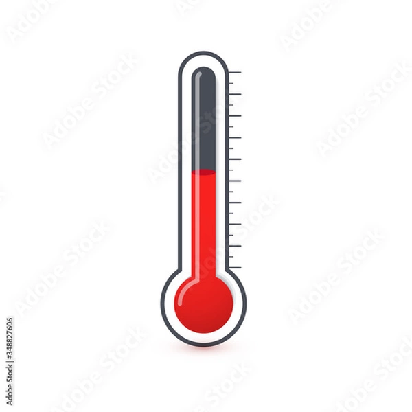 Obraz Thermometer icon, glass bulb with mercury, measuring instrument for air temperature and body temperature isolated vector symbol on a white background.