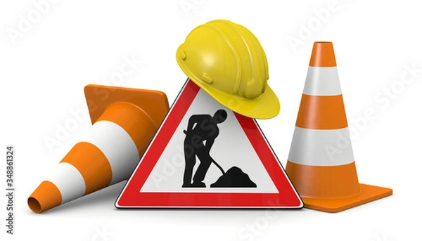 Obraz 3d illustration work in progress sign