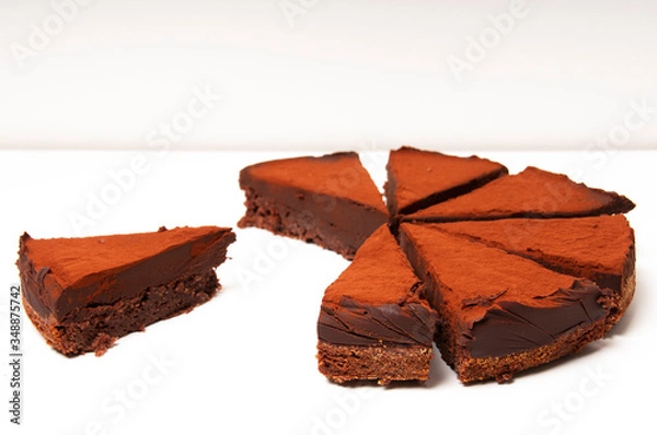 Obraz chocolate truffle cake with white background 