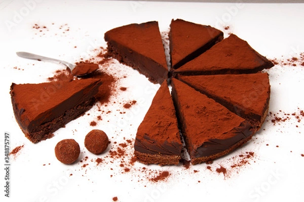 Obraz chocolate truffle cake with white background 