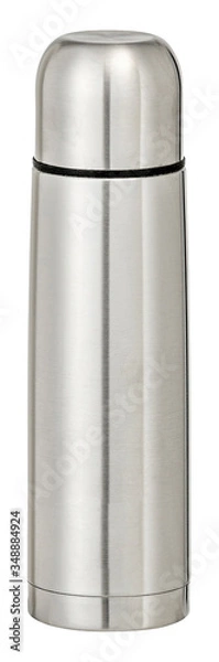 Fototapeta Steel thermos bottle with clipping path