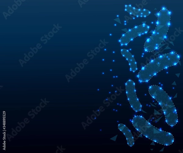 Obraz Bacteria probiotics, polygon, blue 6