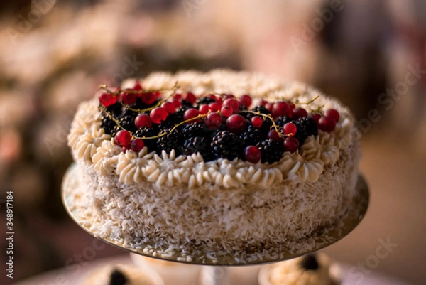 Fototapeta wedding cake with berries