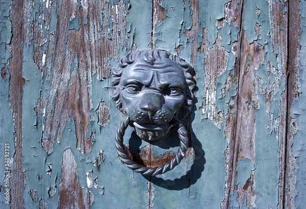 Obraz Löwenkopf als Türknauf