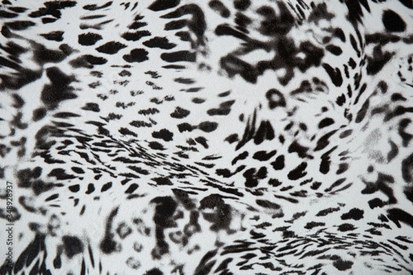 Obraz Black and white abstract camouflage. The concealment pattern on a fabric. Concept of winter masking.