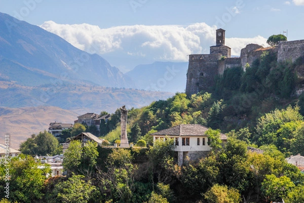 Fototapeta The ancient medieval city of Gjirokastër in southern Albania is a UNESCO World Heritage Site and a popular tourist destination in Albania. Ancient Ottoman city