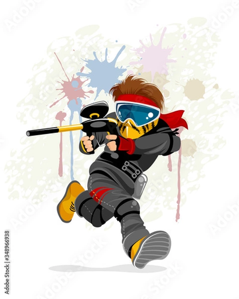 Obraz Running paintball player