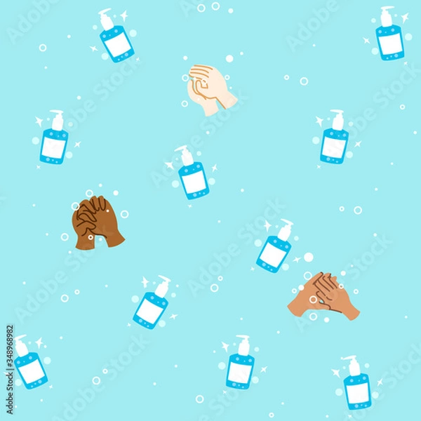 Obraz Hand washing with soap seamless repeating background