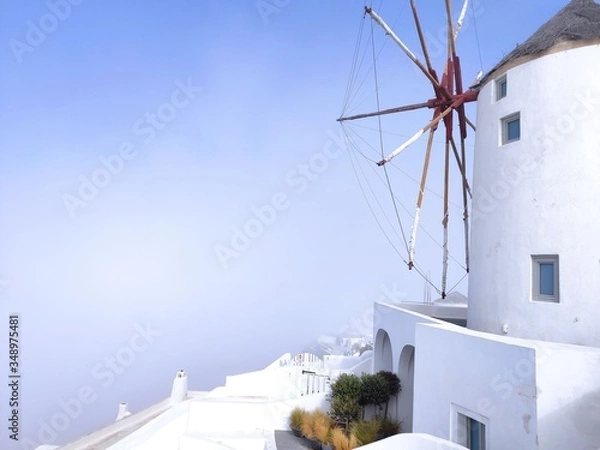 Fototapeta windmill in santorini