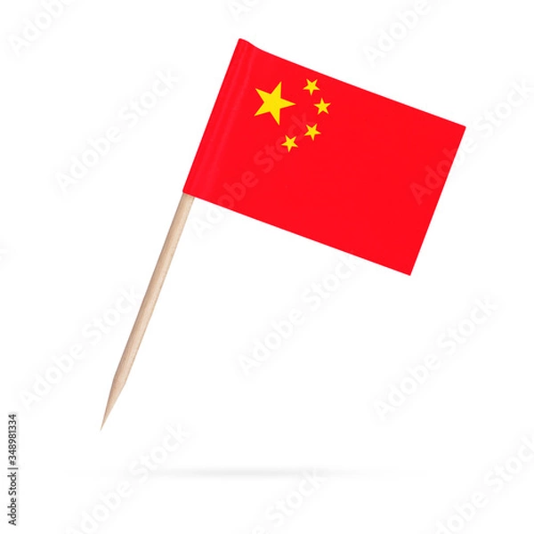 Fototapeta Miniature Flag China. Isolated toothpick flag from China on white background
