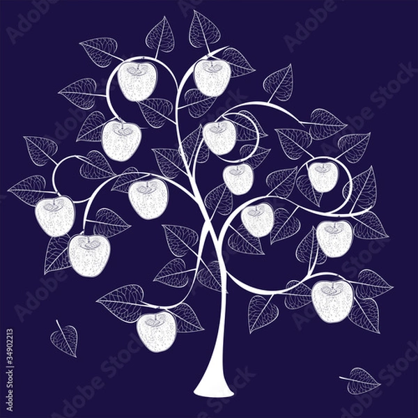 Fototapeta apple tree silhouette