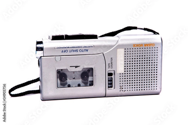 Obraz dyktafon na białym tle