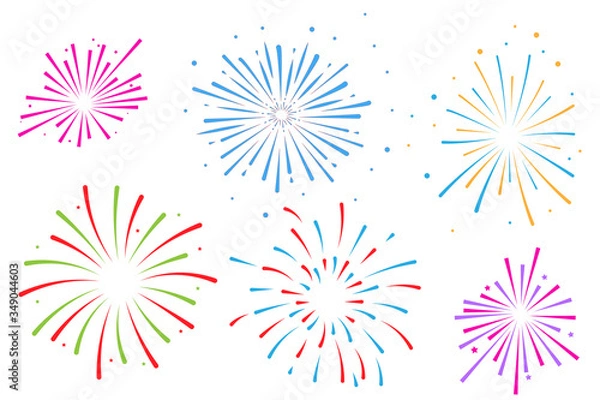 Fototapeta Firework set icon. Vector illustration isolated on white background.