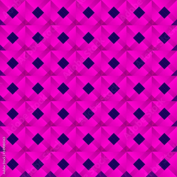 Fototapeta Graphic stylish pattern dark squares and pink rhombuses in a checkerboard pattern.