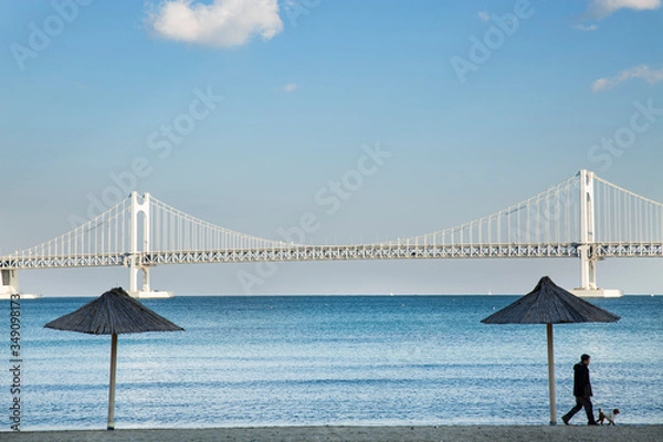 Obraz 맑은 날씨의 부산 광안리 해수욕장 풍경