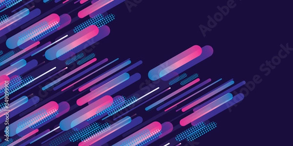 Fototapeta Abstract motion dynamic composition made of various colored rounded shapes lines in diagonal rhythm minimal style