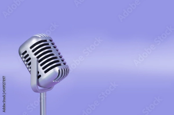 Obraz Retro microphone with copy space.  Sound, old technology concept