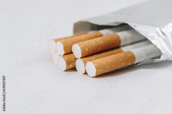 Fototapeta cigarettes on white background