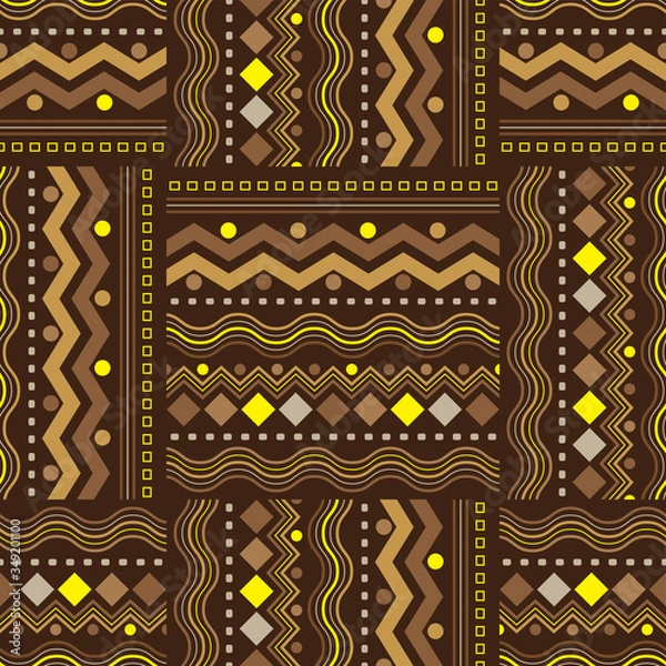 Fototapeta Seamless African Line and Zigzag Design Pattern