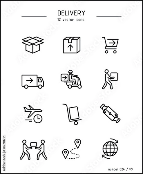 Fototapeta Vector images delivery, courier service