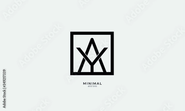 Fototapeta Alphabet letter monogram icon logo YA or AY