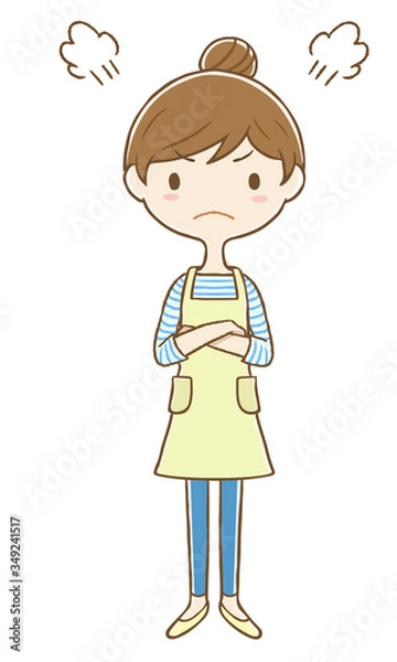 Fototapeta 怒っているエプロン女性　全身