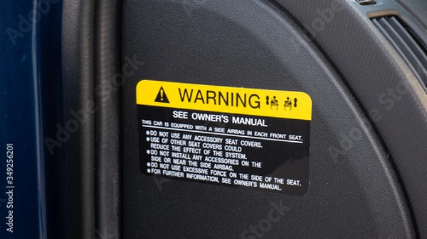 Fototapeta The Airbag instruction in the Vehicles