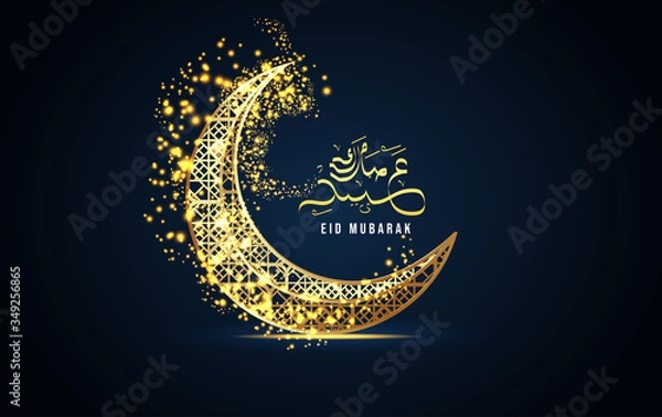 Obraz Eid mubarak islamic greeting card background, vector illustration